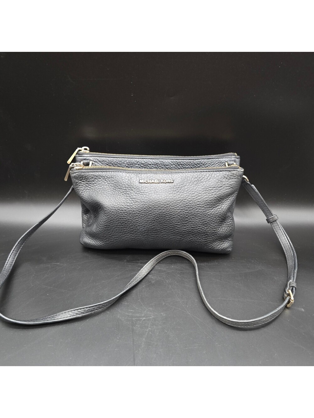Michael Kors Trisha Medium Pebbled Leather Triple Compartment Crossbody Bag
